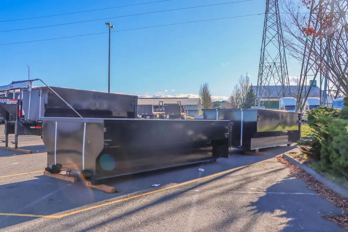 Roll-off dumpster ready for waste disposal at job site for 12 Yard Dumpster Rental in Waupaca